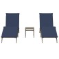 vidaXL Sonnenliegen 2 Stk. mit Tisch Grau Poly Rattan vidaXL Sonnenliegen 2 Stk. mit Tisch Grau Poly Rattan