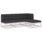 4-tlg. Garten-Lounge-Set mit Kissen Kiefer Massivholz 4-tlg. Garten-Lounge-Set mit Kissen Kiefer Massivholz