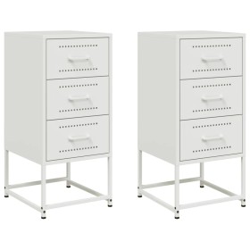 vidaXL Nachttische 2 Stk. Weiß 36x39x78 cm Stahl
