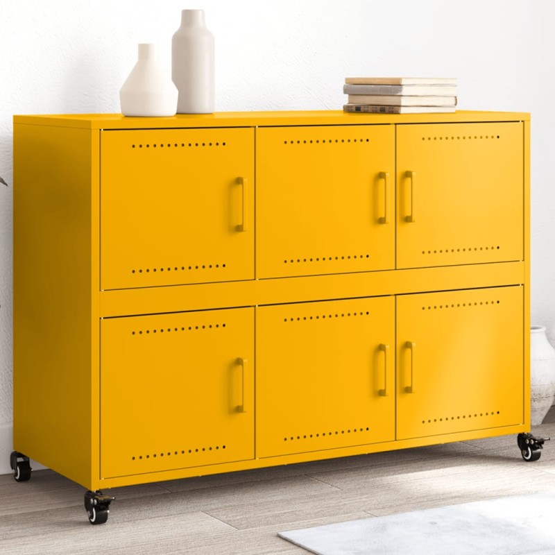 vidaXL Sideboard Senfgelb 100,5x39x72 cm Stahl vidaXL Sideboard Senfgelb 100,5x39x72 cm Stahl