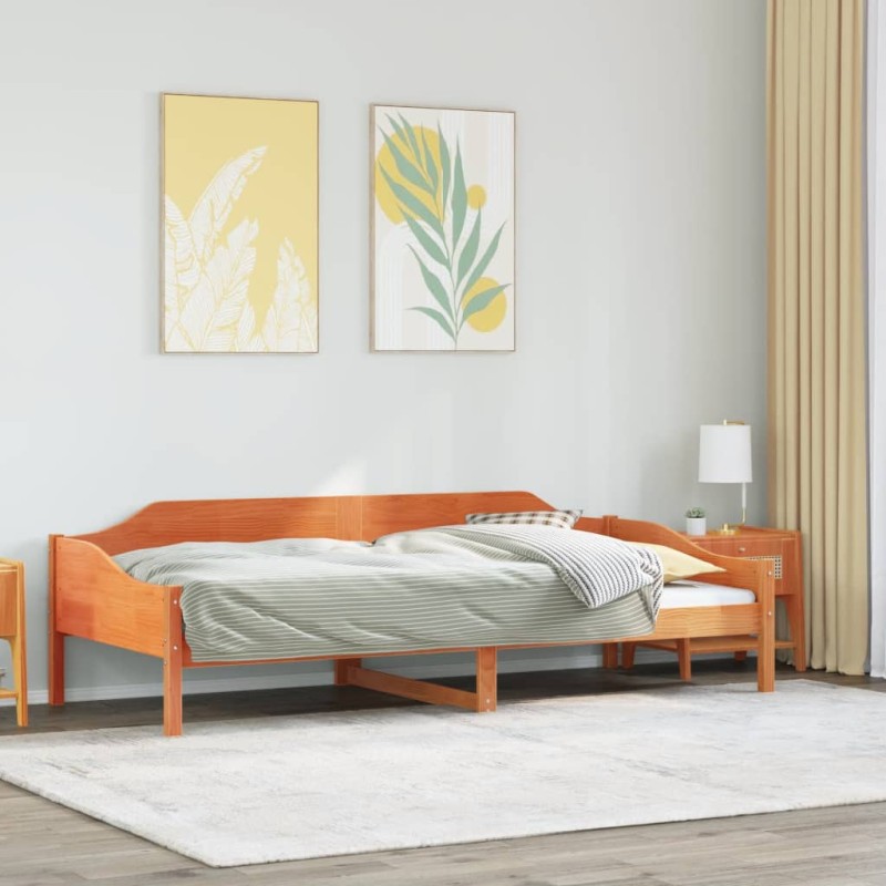 vidaXL Massivholzbett ohne Matratze Wachsbraun 90x200 Kiefernholz vidaXL Massivholzbett ohne Matratze Wachsbraun 90x200 Kiefernholz