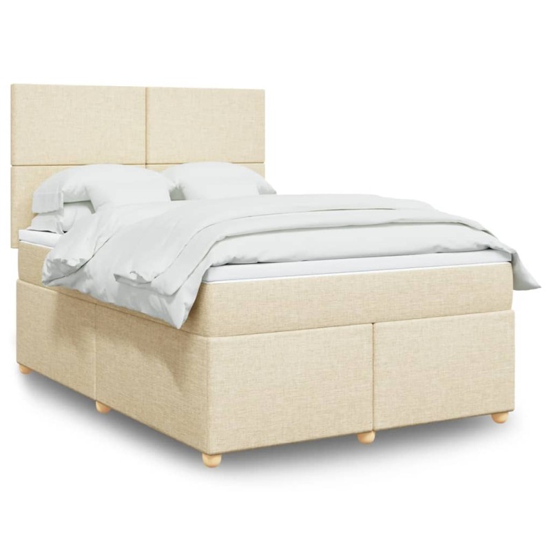 vidaXL Boxspringbett mit Matratze Creme 140x200 cm Stoff vidaXL Boxspringbett mit Matratze Creme 140x200 cm Stoff