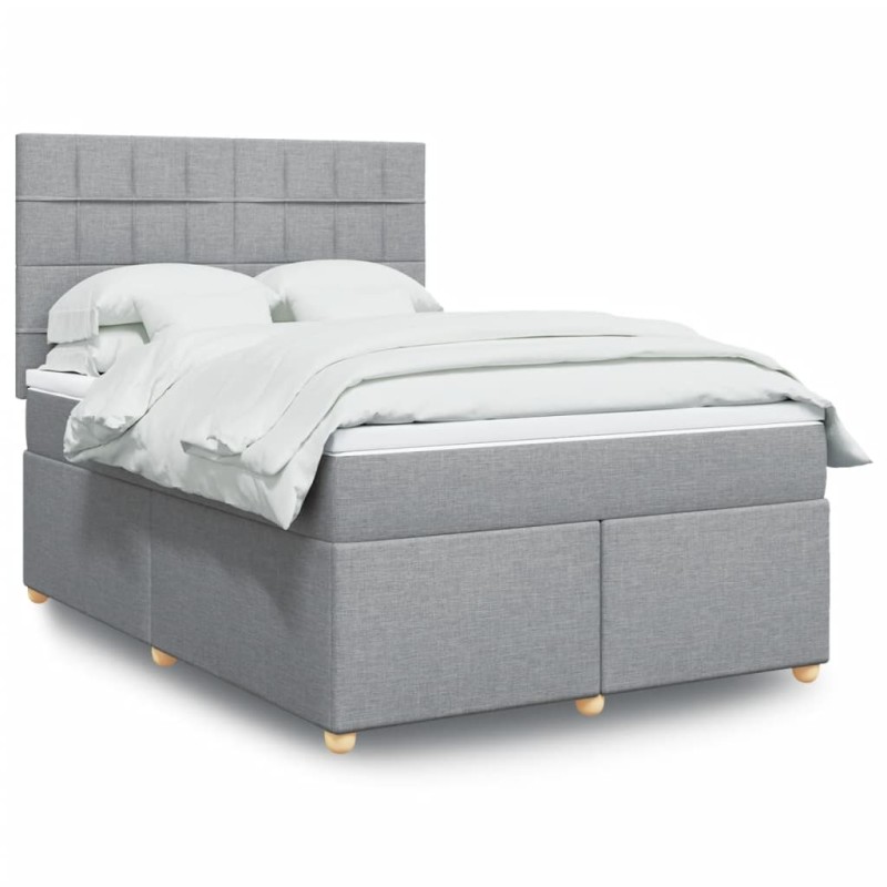 vidaXL Boxspringbett mit Matratze Hellgrau 140x200 cm Stoff vidaXL Boxspringbett mit Matratze Hellgrau 140x200 cm Stoff