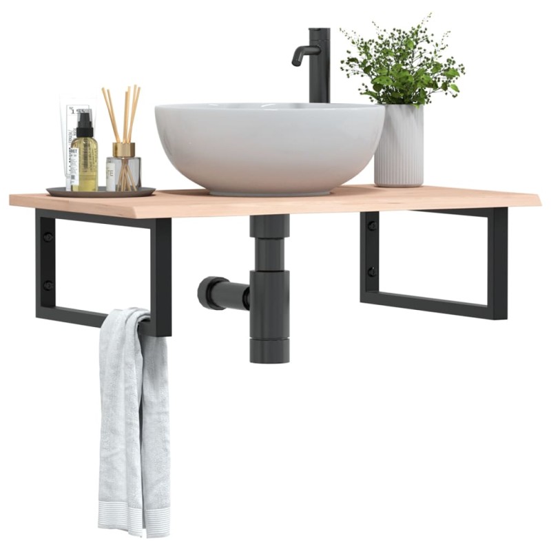 vidaXL Waschtischplatte mit Halterung Stahl und Massivholz Eiche vidaXL Waschtischplatte mit Halterung Stahl und Massivholz Eiche