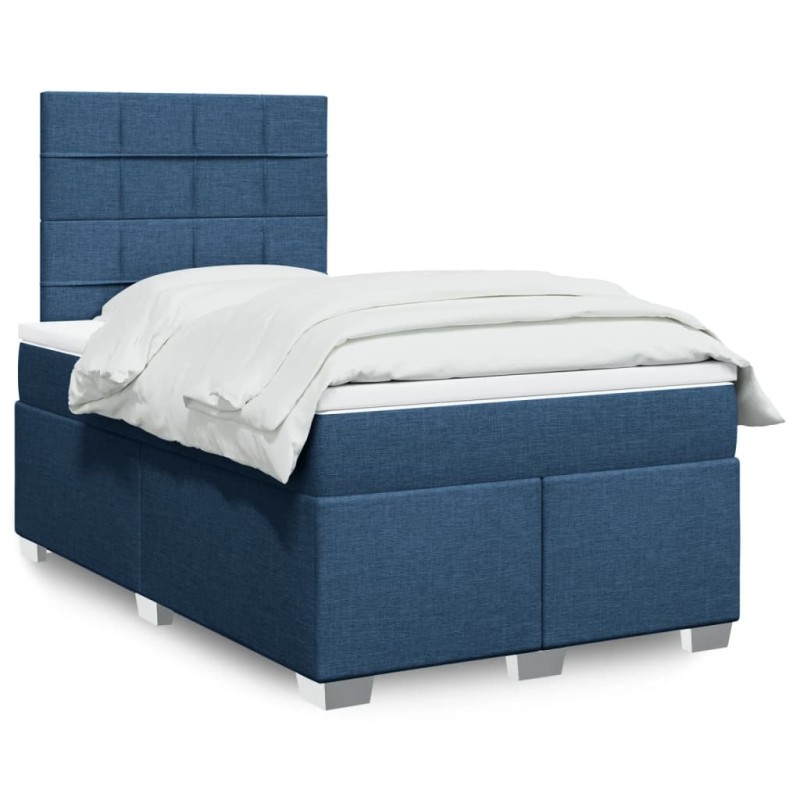 vidaXL Boxspringbett mit Matratze Blau 120x200 cm Stoff vidaXL Boxspringbett mit Matratze Blau 120x200 cm Stoff