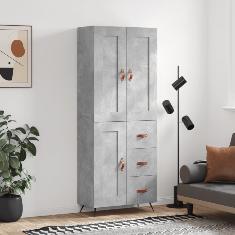 Highboard Betongrau 69,5x34x180 cm Holzwerkstoff Highboard Betongrau 69,5x34x180 cm Holzwerkstoff