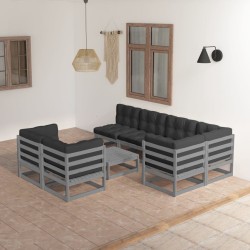 8-tlg. Garten-Lounge-Set mit Kissen Kiefer Massivholz