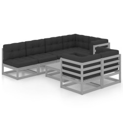 8-tlg. Garten-Lounge-Set mit Kissen Kiefer Massivholz