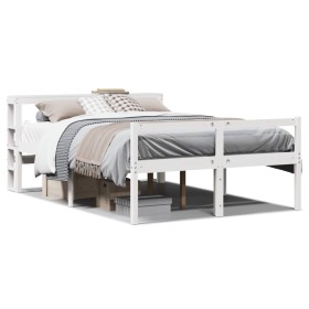 vidaXL Seniorenbett mit Kopfteil ohne Matratze Weiß 135x190 cm