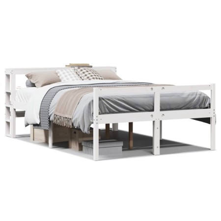 vidaXL Seniorenbett mit Kopfteil ohne Matratze Weiß 135x190 cm