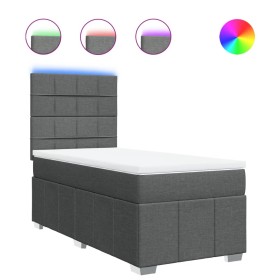 vidaXL Boxspringbett mit Matratze Dunkelgrau 100x200 cm Stoff