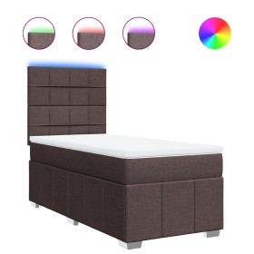 vidaXL Boxspringbett mit Matratze Dunkelbraun 100x200 cm Stoff