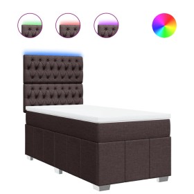 vidaXL Boxspringbett mit Matratze Dunkelbraun 100x200 cm Stoff