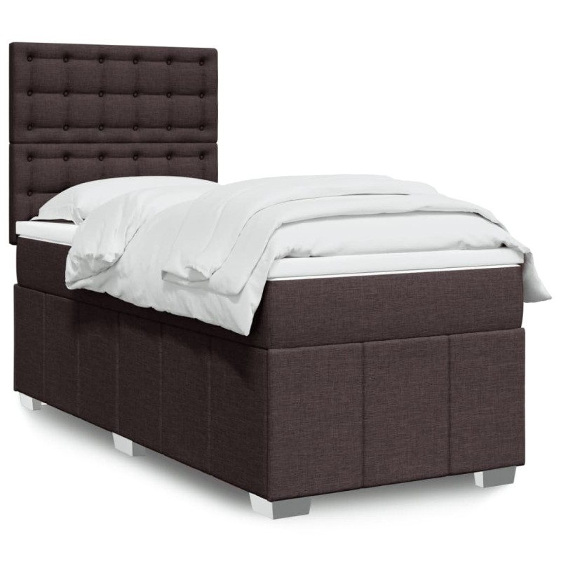 vidaXL Boxspringbett mit Matratze Dunkelbraun 100x200 cm Stoff vidaXL Boxspringbett mit Matratze Dunkelbraun 100x200 cm Stoff