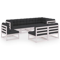 8-tlg. Garten-Lounge-Set mit Kissen Kiefer Massivholz