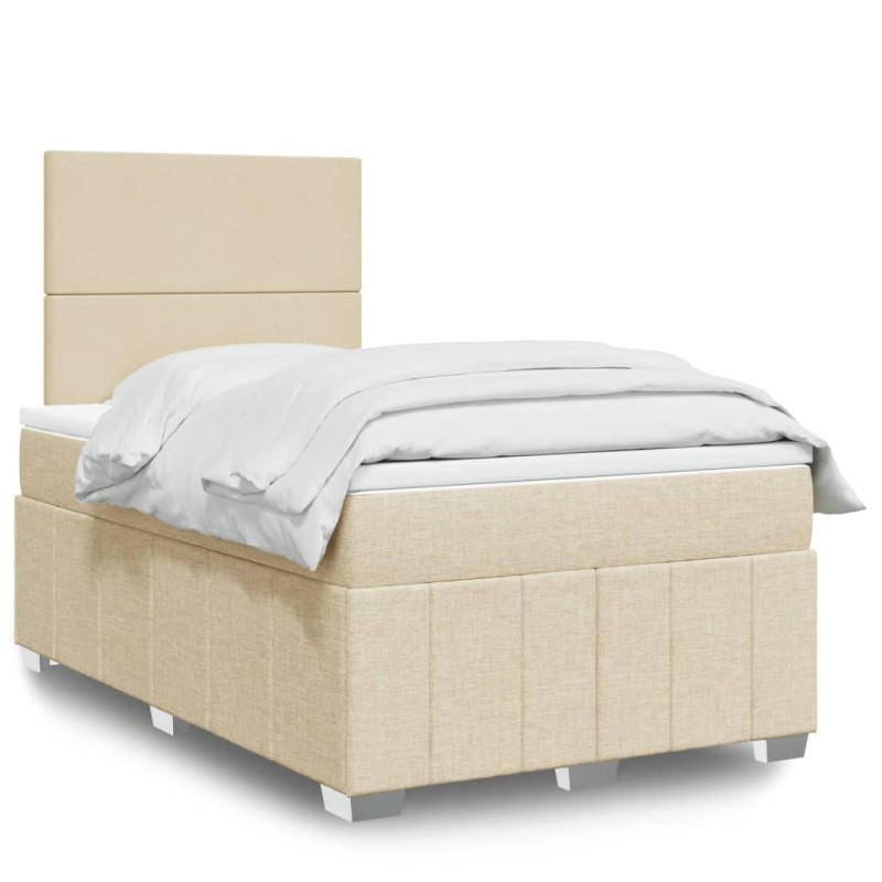 vidaXL Boxspringbett mit Matratze Creme 120x190 cm Stoff vidaXL Boxspringbett mit Matratze Creme 120x190 cm Stoff