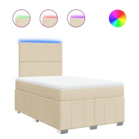 vidaXL Boxspringbett mit Matratze Creme 120x190 cm Stoff