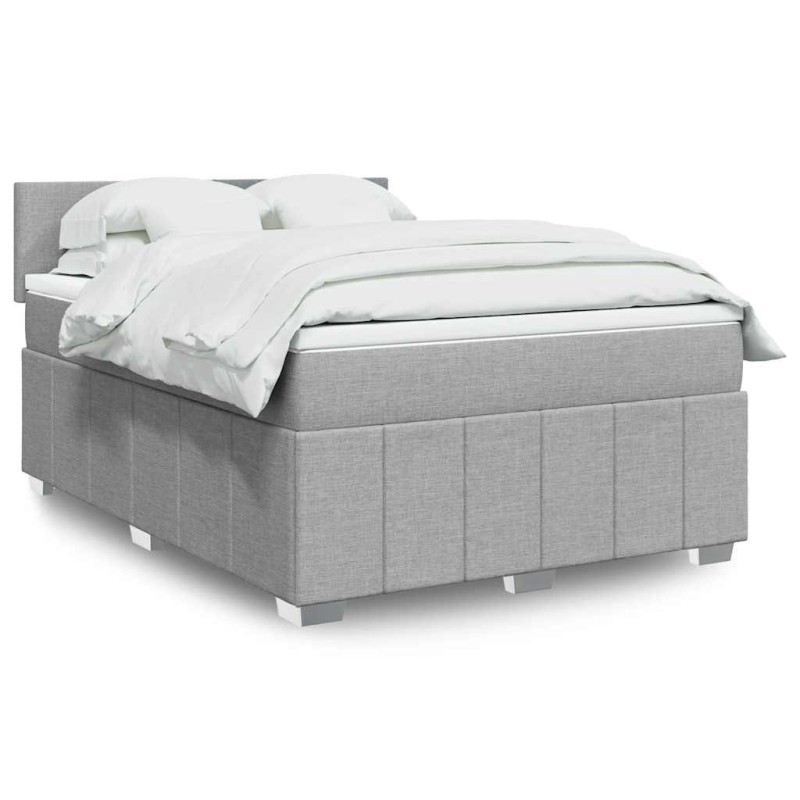vidaXL Boxspringbett mit Matratze Hellgrau 140x200 cm Stoff vidaXL Boxspringbett mit Matratze Hellgrau 140x200 cm Stoff