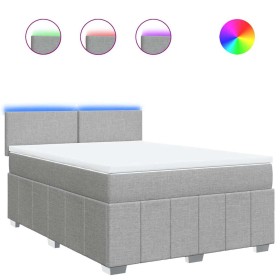 vidaXL Boxspringbett mit Matratze Hellgrau 140x200 cm Stoff