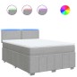 vidaXL Boxspringbett mit Matratze Hellgrau 140x200 cm Stoff vidaXL Boxspringbett mit Matratze Hellgrau 140x200 cm Stoff