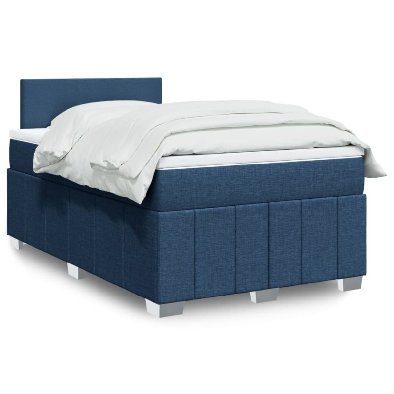 vidaXL Boxspringbett mit Matratze Blau 120x190 cm Stoff vidaXL Boxspringbett mit Matratze Blau 120x190 cm Stoff