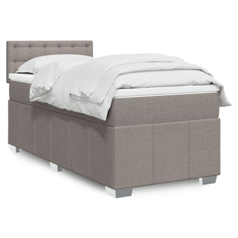 vidaXL Boxspringbett mit Matratze Taupe 100x200 cm Stoff vidaXL Boxspringbett mit Matratze Taupe 100x200 cm Stoff