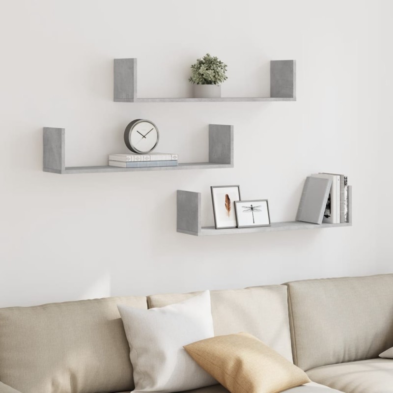 vidaXL Wandregale 3 Stk. Betongrau 80x18x18 cm Holzwerkstoff vidaXL Wandregale 3 Stk. Betongrau 80x18x18 cm Holzwerkstoff