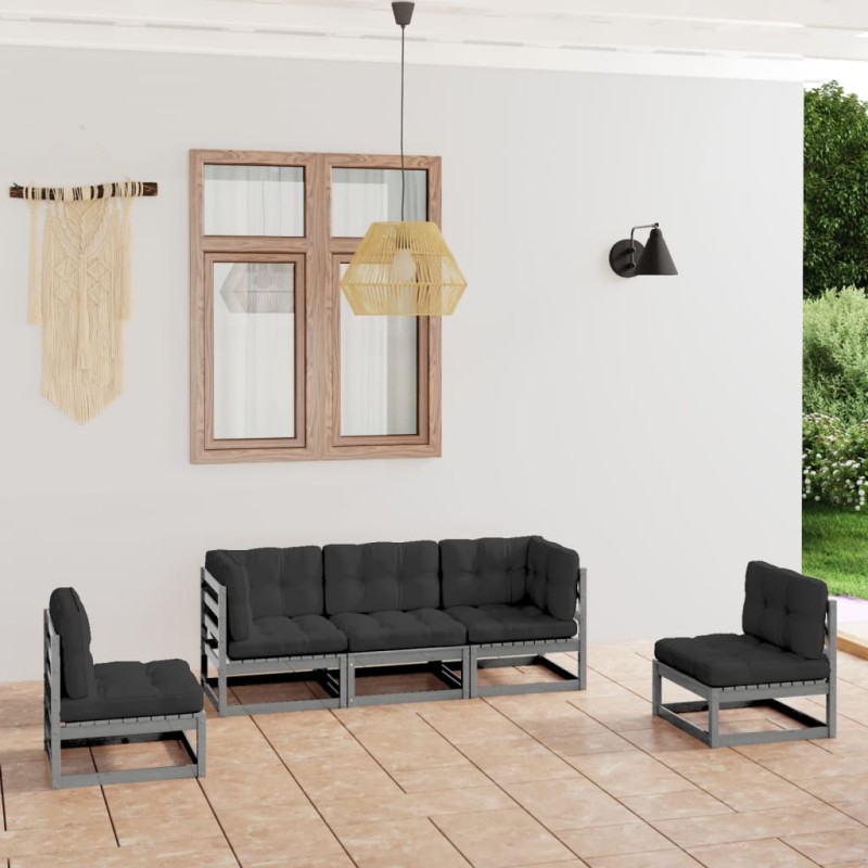 5-tlg. Garten-Lounge-Set mit Kissen Kiefer Massivholz 5-tlg. Garten-Lounge-Set mit Kissen Kiefer Massivholz