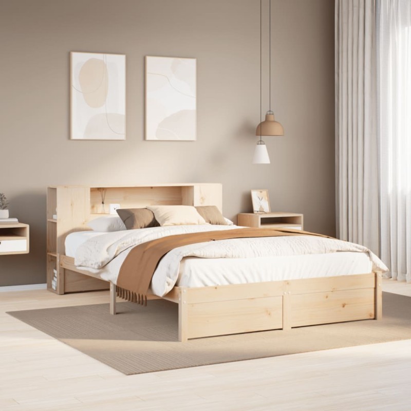 vidaXL Massivholzbett mit Regal ohne Matratze 150x200 cm Kiefernholz vidaXL Massivholzbett mit Regal ohne Matratze 150x200 cm Kiefernholz