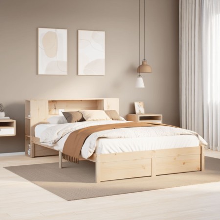 vidaXL Massivholzbett mit Regal ohne Matratze 150x200 cm Kiefernholz