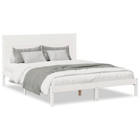 vidaXL Massivholzbett Extra Lang ohne Matratze Weiß 160x210 cm