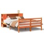 vidaXL Massivholzbett mit Regal ohne Matratze Wachsbraun 140x200 cm vidaXL Massivholzbett mit Regal ohne Matratze Wachsbraun 140x200 cm