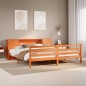 vidaXL Massivholzbett mit Regal ohne Matratze Wachsbraun 200x200 cm vidaXL Massivholzbett mit Regal ohne Matratze Wachsbraun 200x200 cm