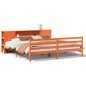 vidaXL Massivholzbett mit Regal ohne Matratze Wachsbraun 200x200 cm vidaXL Massivholzbett mit Regal ohne Matratze Wachsbraun 200x200 cm