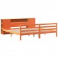 vidaXL Massivholzbett mit Regal ohne Matratze Wachsbraun 200x200 cm vidaXL Massivholzbett mit Regal ohne Matratze Wachsbraun 200x200 cm