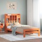 vidaXL Massivholzbett mit Regal ohne Matratze Wachsbraun 100x200 cm vidaXL Massivholzbett mit Regal ohne Matratze Wachsbraun 100x200 cm