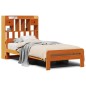 vidaXL Massivholzbett mit Regal ohne Matratze Wachsbraun 100x200 cm vidaXL Massivholzbett mit Regal ohne Matratze Wachsbraun 100x200 cm