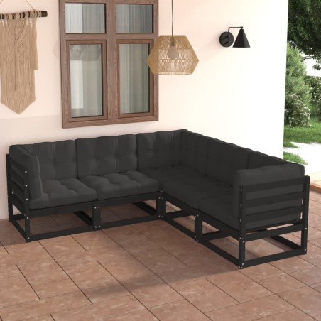 vidaXL 5-tlg. Garten-Lounge-Set mit Kissen Massivholz Kiefer