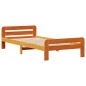 vidaXL Massivholzbett mit Regal ohne Matratze Wachsbraun 100x200 cm vidaXL Massivholzbett mit Regal ohne Matratze Wachsbraun 100x200 cm