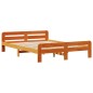 vidaXL Massivholzbett mit Regal ohne Matratze Wachsbraun 140x200 cm vidaXL Massivholzbett mit Regal ohne Matratze Wachsbraun 140x200 cm
