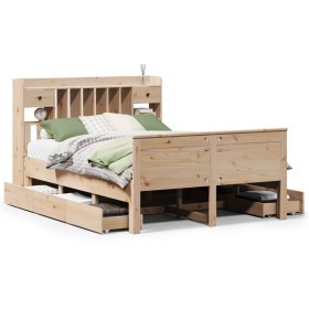 vidaXL Massivholzbett mit Regal ohne Matratze 160x200 cm Kiefernholz