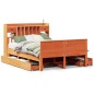 vidaXL Massivholzbett mit Regal ohne Matratze Wachsbraun 160x200 cm vidaXL Massivholzbett mit Regal ohne Matratze Wachsbraun 160x200 cm