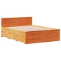 vidaXL Massivholzbett mit Regal ohne Matratze Wachsbraun 160x200 cm vidaXL Massivholzbett mit Regal ohne Matratze Wachsbraun 160x200 cm