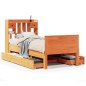 vidaXL Massivholzbett mit Regal ohne Matratze Wachsbraun 100x200 cm vidaXL Massivholzbett mit Regal ohne Matratze Wachsbraun 100x200 cm