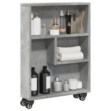 vidaXL Aufbewahrungswagen Schmal Betongrau 48x13x68 cm Holzwerkstoff