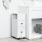 vidaXL Badschrank Schmal mit Rollen Weiß Holzwerkstoff vidaXL Badschrank Schmal mit Rollen Weiß Holzwerkstoff