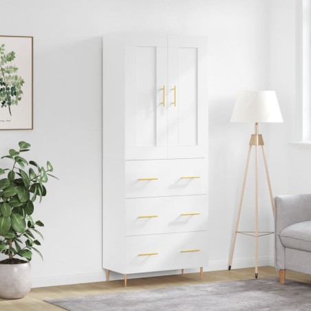 Highboard Hochglanz-Weiß 69,5x34x180 cm Holzwerkstoff