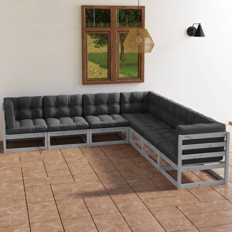 7-tlg. Garten-Lounge-Set mit Kissen Kiefer Massivholz 7-tlg. Garten-Lounge-Set mit Kissen Kiefer Massivholz