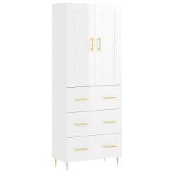 Highboard Hochglanz-Weiß 69,5x34x180 cm Holzwerkstoff