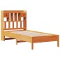 vidaXL Massivholzbett mit Regal ohne Matratze Wachsbraun 100x200 cm vidaXL Massivholzbett mit Regal ohne Matratze Wachsbraun 100x200 cm